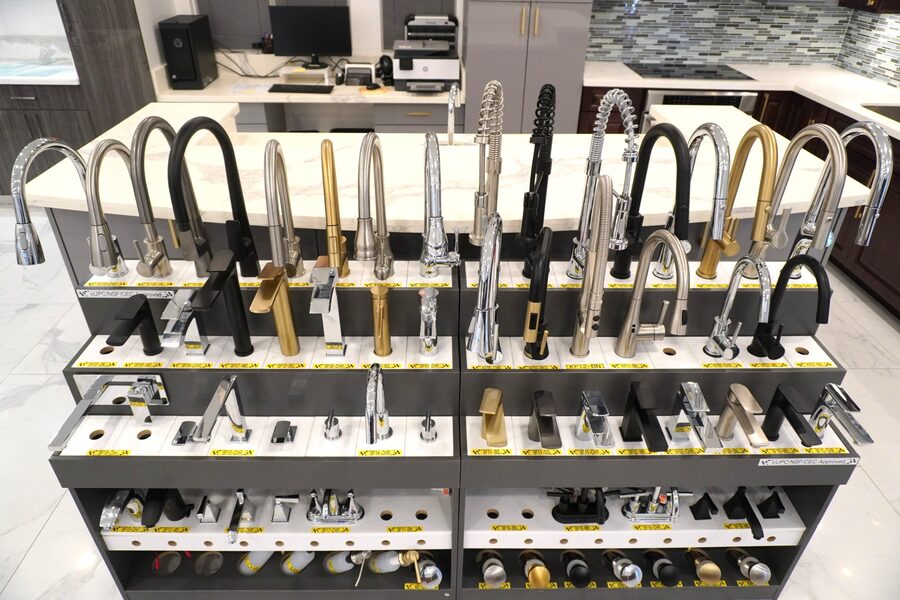 Kitchen and bathroom faucets display 1 at Golden Cabinets & Stone, Honolulu